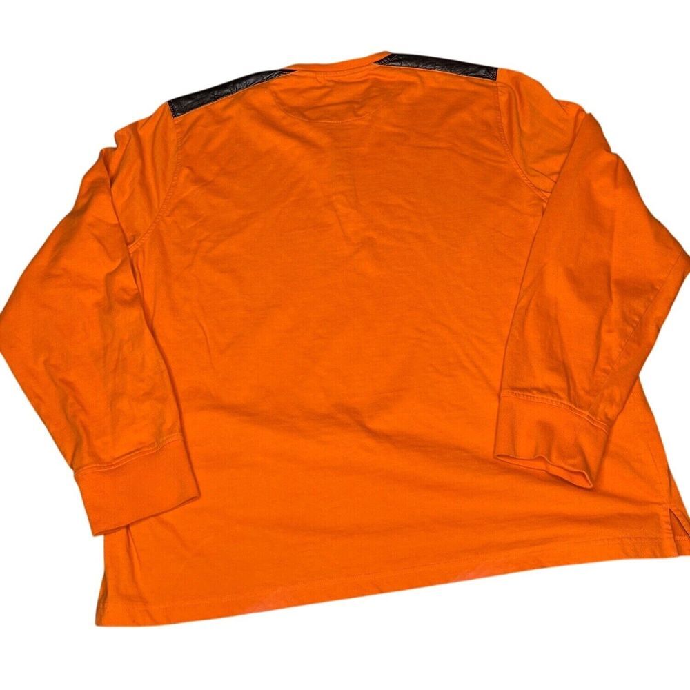 3XL Sean John Men Orange Henley Shirt Black Elbow Patch Long Sleeve Casual Wear - Picture 4 of 6